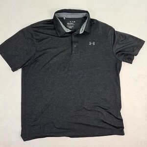 Under Armour Mens Playoff Polo Shirt XL Charcoal Gray Heather HeatGear Golf 0117